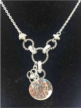 Avon Silver Tone Pave Rhinestone Necklace with removable extension EUC